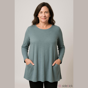 J. Jill Blue Gray Long Sleeve Tunic Top with Pockets